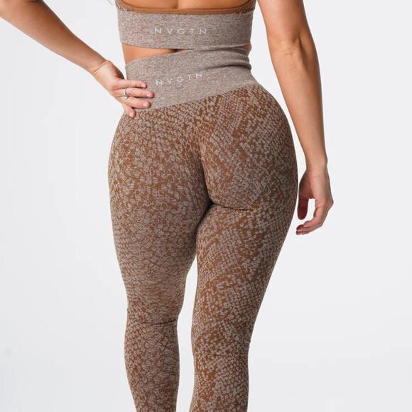 NVGTN Mocha Snakeskin Seamless Leggings - Picture 5 of 6